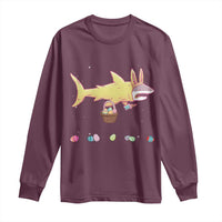 Funny Shark Easter Long Sleeve Shirt Cute Bunny Ears Eggs Hunting Teens Boys Kids - Wonder Print Shop
