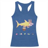 Funny Shark Easter Racerback Tank Top Cute Bunny Ears Eggs Hunting Teens Boys Kids - Wonder Print Shop