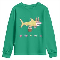 Funny Shark Easter Youth Sweatshirt Cute Bunny Ears Eggs Hunting Teens Boys Kids - Wonder Print Shop