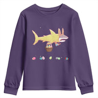 Funny Shark Easter Youth Sweatshirt Cute Bunny Ears Eggs Hunting Teens Boys Kids - Wonder Print Shop