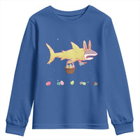 Funny Shark Easter Youth Sweatshirt Cute Bunny Ears Eggs Hunting Teens Boys Kids - Wonder Print Shop
