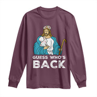 Guess Whos Back Long Sleeve Shirt Funny Religious Jesus Back Cute Bunny - Wonder Print Shop