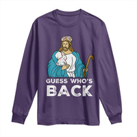 Guess Whos Back Long Sleeve Shirt Funny Religious Jesus Back Cute Bunny - Wonder Print Shop