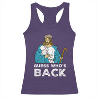 Guess Whos Back Racerback Tank Top Funny Religious Jesus Back Cute Bunny - Wonder Print Shop