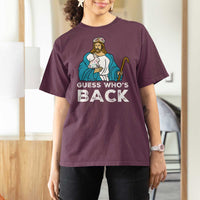 Guess Whos Back T Shirt For Women Funny Religious Jesus Back Cute Bunny - Wonder Print Shop