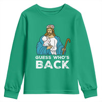 Guess Whos Back Youth Sweatshirt Funny Religious Jesus Back Cute Bunny - Wonder Print Shop
