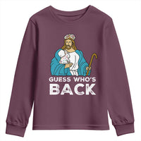Guess Whos Back Youth Sweatshirt Funny Religious Jesus Back Cute Bunny - Wonder Print Shop