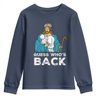 Guess Whos Back Youth Sweatshirt Funny Religious Jesus Back Cute Bunny - Wonder Print Shop
