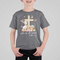 He Is Risen Easter T Shirt For Kid Lamb Flowers Cross