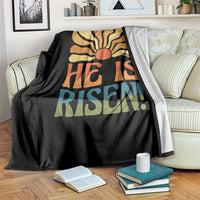 Retro Easter Throw Blanket Jesus He is Risen Matthew 28:6 Bible Verse Kids - Wonder Print Shop