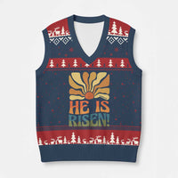 Retro Easter V-Neck Knit Sweater Vest Jesus He is Risen Matthew 28:6 Bible Verse Kids - Wonder Print Shop