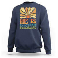 Retro Easter Sweatshirt Jesus He is Risen Matthew 28:6 Bible Verse Kids - Wonder Print Shop