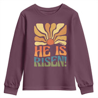 Retro Easter Youth Sweatshirt Jesus He is Risen Matthew 28:6 Bible Verse Kids - Wonder Print Shop