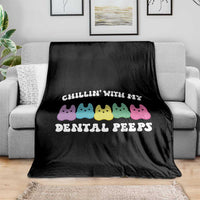 Easter Dental Bunny Throw Blanket Chilling With My Dental Peeps - Wonder Print Shop