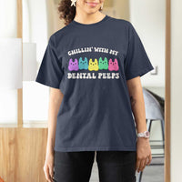 Easter Dental Bunny T Shirt For Women Chilling With My Dental Peeps - Wonder Print Shop