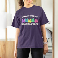 Easter Dental Bunny T Shirt For Women Chilling With My Dental Peeps - Wonder Print Shop