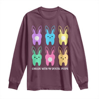 Easter Dentist Long Sleeve Shirt Chilling With My Dental Peeps Bunny - Wonder Print Shop