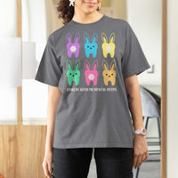Easter Dentist T Shirt For Women Chilling With My Dental Peeps Bunny - Wonder Print Shop