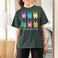 Easter Dentist T Shirt For Women Chilling With My Dental Peeps Bunny - Wonder Print Shop