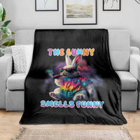 Happy 420 Easter Throw Blanket Funny Smoking Easter Bunny Smells Funny Easter - Wonder Print Shop