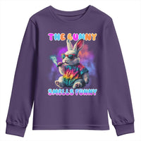 Happy 420 Easter Youth Sweatshirt Funny Smoking Easter Bunny Smells Funny Easter - Wonder Print Shop