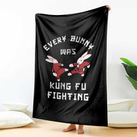 Every Bunny Was Kung Fu Fighting Throw Blanket Funny Cool Easter Graphic