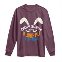 Every Bunny Was Kung Fu Fighting Long Sleeve Shirt Funny Easter Vintage Rabbit Face