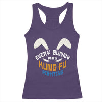 Every Bunny Was Kung Fu Fighting Racerback Tank Top Funny Easter Vintage Rabbit Face