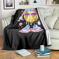 Funny Softball Drip Throw Blanket Ice Cream Sprinkles Softball Girls Kid