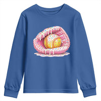 Softball Drip Youth Sweatshirt Ice Cream Sprinkles Softball Glove Girls Kid