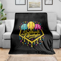 Softball Drip Throw Blanket Ice Cream Sprinkles Softball Life Style