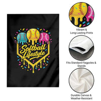 Softball Drip Garden Flag Ice Cream Sprinkles Softball Life Style
