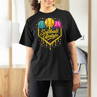 Softball Drip T Shirt For Women Ice Cream Sprinkles Softball Life Style