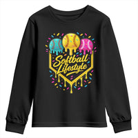Softball Drip Youth Sweatshirt Ice Cream Sprinkles Softball Life Style