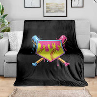 Softball Drip Throw Blanket Ice Cream Drip Youth Girls Softball Sport