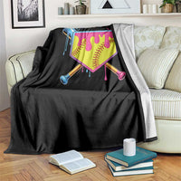 Softball Drip Throw Blanket Ice Cream Drip Youth Girls Softball Sport