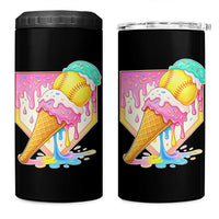 Softball Drip 4 in 1 Can Cooler Tumbler Cute Softball Girls Ice Cream Drip Game Day