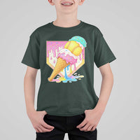 Softball Drip T Shirt For Kid Cute Softball Girls Ice Cream Drip Game Day