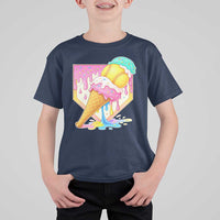 Softball Drip T Shirt For Kid Cute Softball Girls Ice Cream Drip Game Day