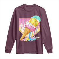 Softball Drip Long Sleeve Shirt Cute Softball Girls Ice Cream Drip Game Day
