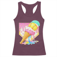 Softball Drip Racerback Tank Top Cute Softball Girls Ice Cream Drip Game Day