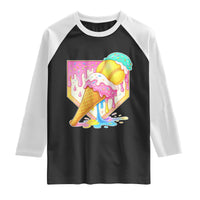 Softball Drip Raglan Shirt Cute Softball Girls Ice Cream Drip Game Day
