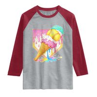Softball Drip Raglan Shirt Cute Softball Girls Ice Cream Drip Game Day
