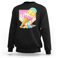 Softball Drip Sweatshirt Cute Softball Girls Ice Cream Drip Game Day