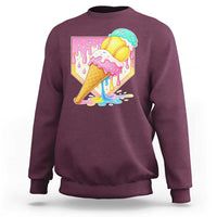 Softball Drip Sweatshirt Cute Softball Girls Ice Cream Drip Game Day