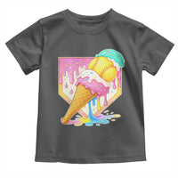 Softball Drip Toddler T Shirt Cute Softball Girls Ice Cream Drip Game Day