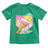 Softball Drip Toddler T Shirt Cute Softball Girls Ice Cream Drip Game Day