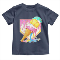 Softball Drip Toddler T Shirt Cute Softball Girls Ice Cream Drip Game Day