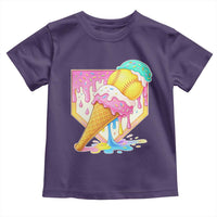 Softball Drip Toddler T Shirt Cute Softball Girls Ice Cream Drip Game Day