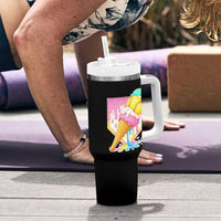 Softball Drip Tumbler With Handle Cute Softball Girls Ice Cream Drip Game Day